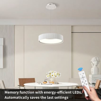 Brilagi - Lampadario LED dimmerabile a sospensione con cavo FALCON MODERN LED/30W/230V 3000-6000K Ø 40 cm bianco + telecomando