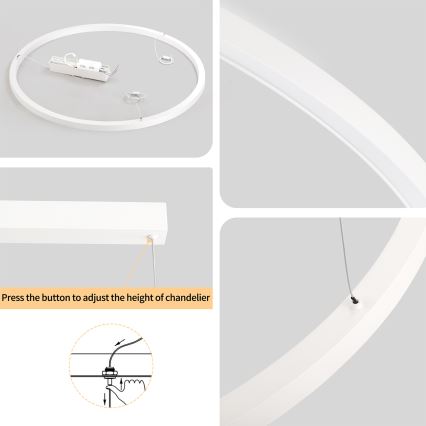 Brilagi - Lampadario LED dimmerabile su cavo PORTOFINO LED/60W/230V 3000–6000K Ø 80 cm bianco + telecomando