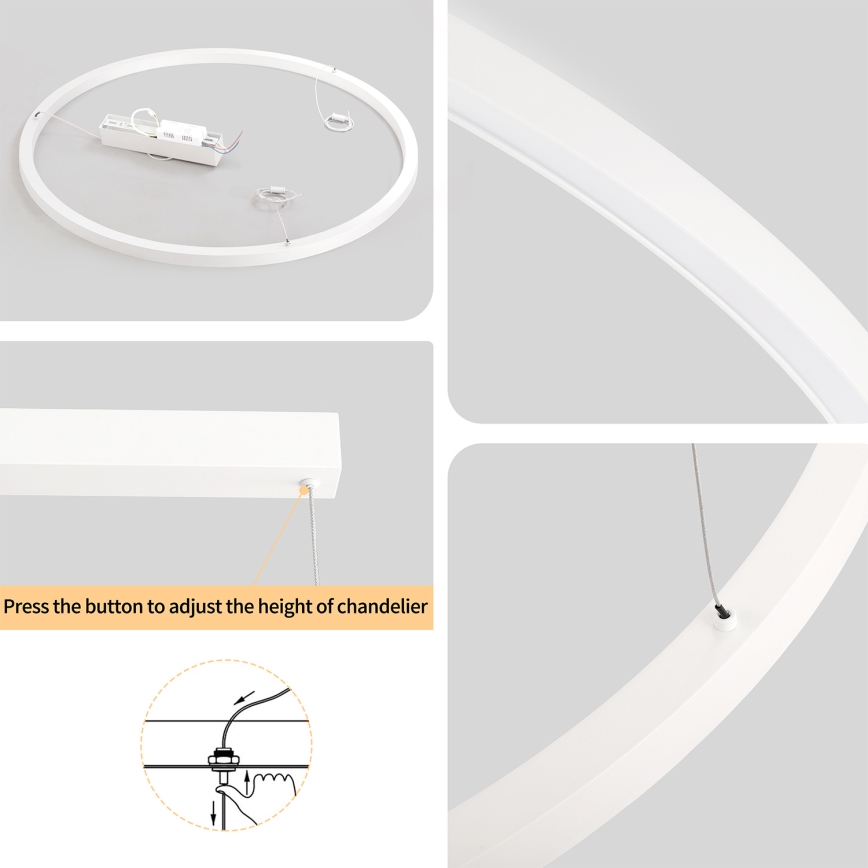 Brilagi - Lampadario LED dimmerabile su cavo PORTOFINO LED/60W/230V 3000–6000K Ø 80 cm bianco + telecomando