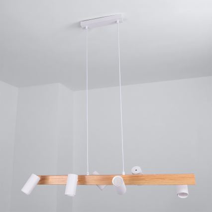 Brilagi - lampadario LED RGBW dimmerabile a sospensione con cavo SELE 6xGU10/6,5W/230V 2700-6500K bianco/effetto rovere + telecomando