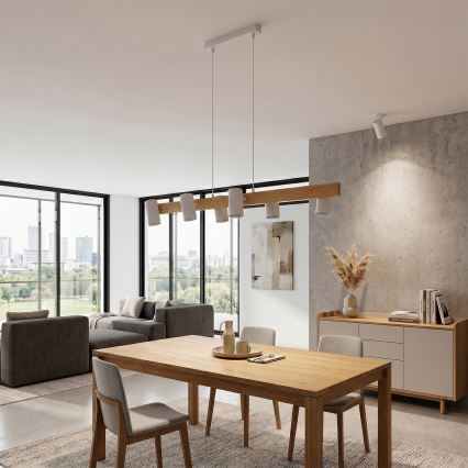 Brilagi - lampadario LED RGBW dimmerabile a sospensione con cavo SELE 6xGU10/6,5W/230V 2700-6500K bianco/effetto rovere + telecomando