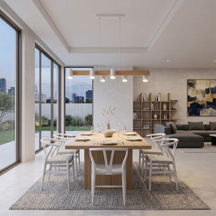 Brilagi - lampadario LED RGBW dimmerabile a sospensione con cavo SELE 6xGU10/6,5W/230V 2700-6500K bianco/effetto rovere + telecomando