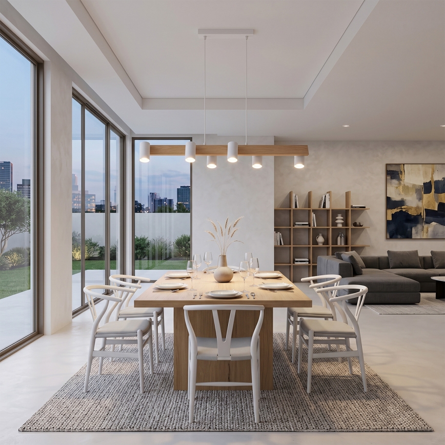 Brilagi - lampadario LED RGBW dimmerabile a sospensione con cavo SELE 6xGU10/6,5W/230V 2700-6500K bianco/effetto rovere + telecomando