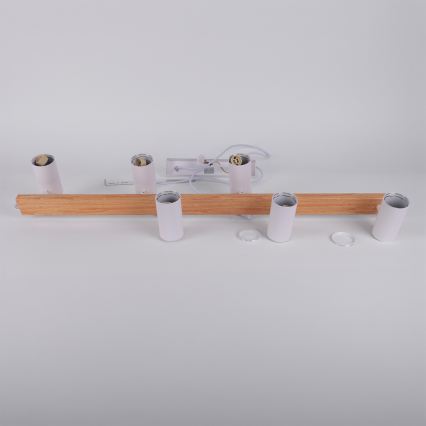 Brilagi - lampadario LED RGBW dimmerabile a sospensione con cavo SELE 6xGU10/6,5W/230V 2700-6500K bianco/effetto rovere + telecomando