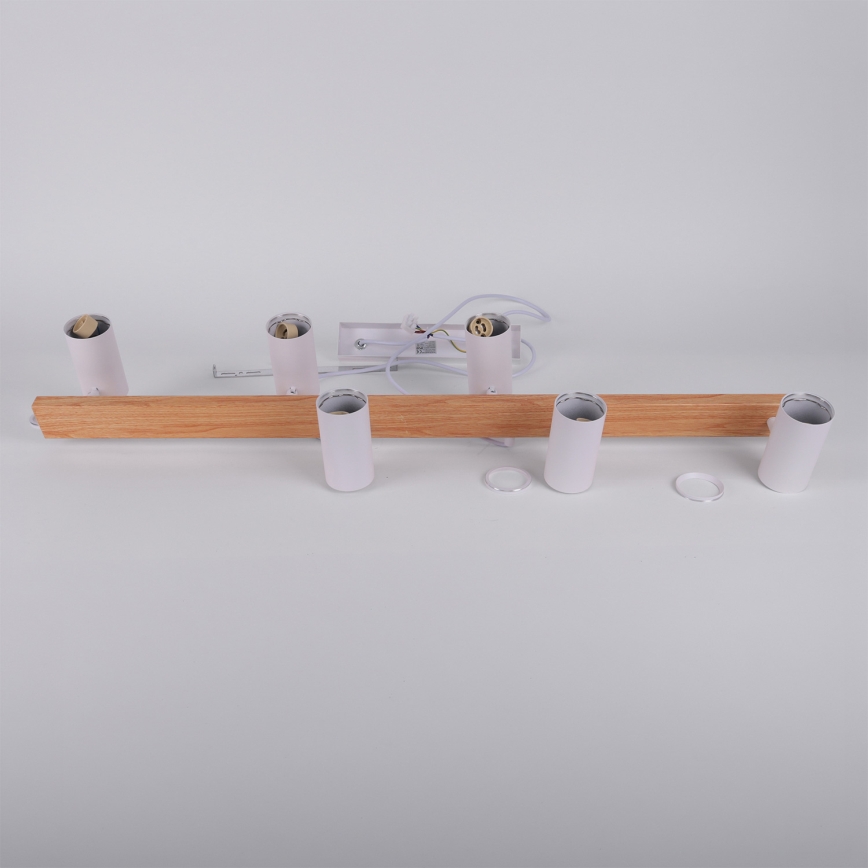 Brilagi - lampadario LED RGBW dimmerabile a sospensione con cavo SELE 6xGU10/6,5W/230V 2700-6500K bianco/effetto rovere + telecomando