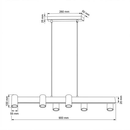 Brilagi - lampadario LED RGBW dimmerabile a sospensione con cavo SELE 6xGU10/6,5W/230V 2700-6500K bianco/effetto rovere + telecomando