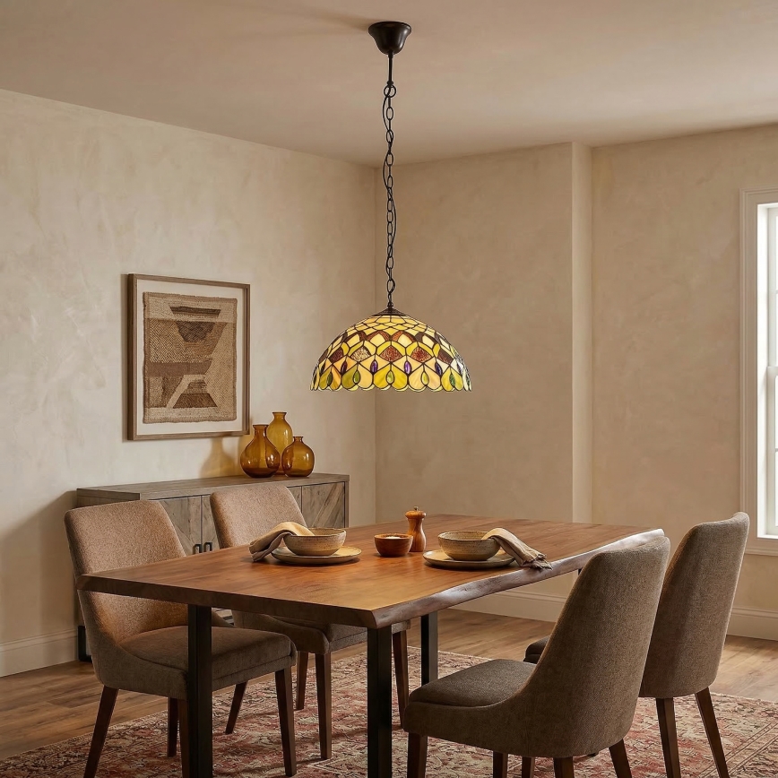 Brilagi - Lampadario in stile Tiffany a sospensione con catena MARGARET 2xE27/60W/230V