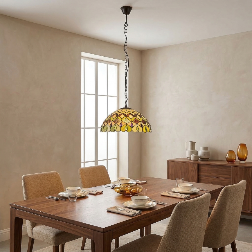 Brilagi - Lampadario in stile Tiffany a sospensione con catena MARGARET 2xE27/60W/230V