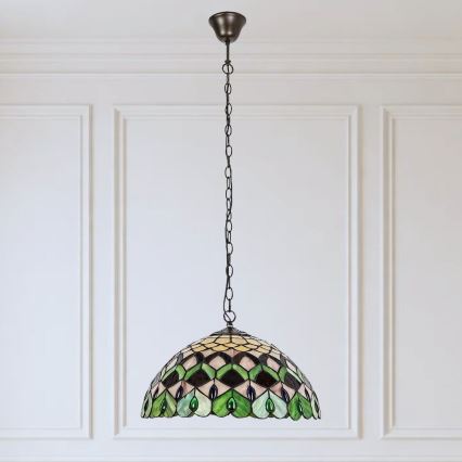 Brilagi - Lampadario in stile Tiffany a sospensione con catena MARGARET 2xE27/60W/230V