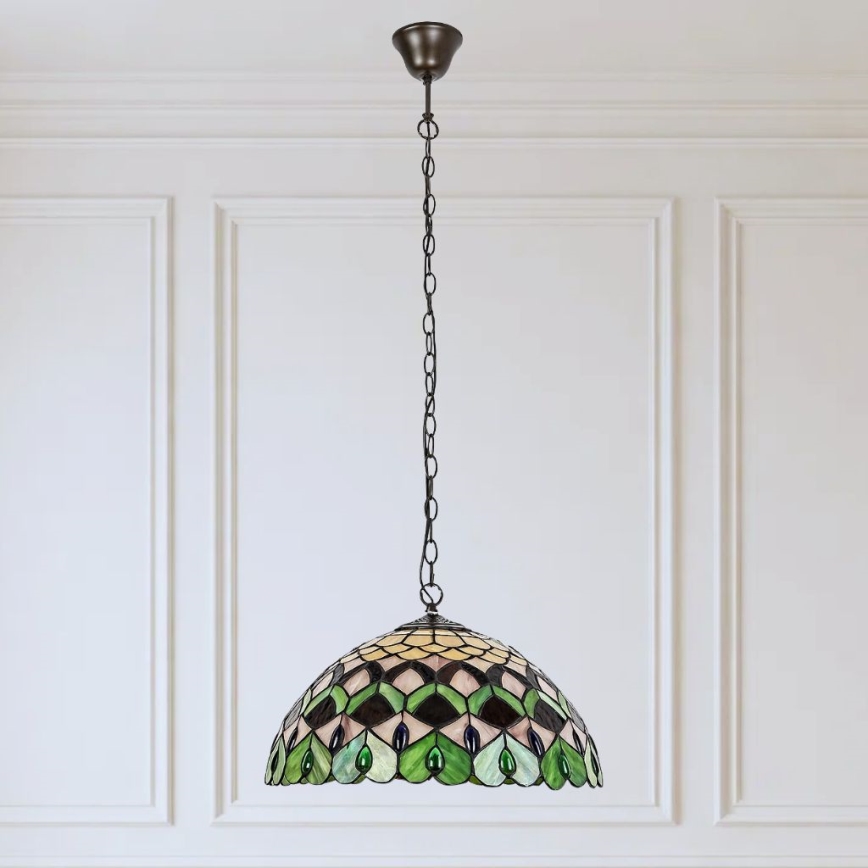 Brilagi - Lampadario in stile Tiffany a sospensione con catena MARGARET 2xE27/60W/230V