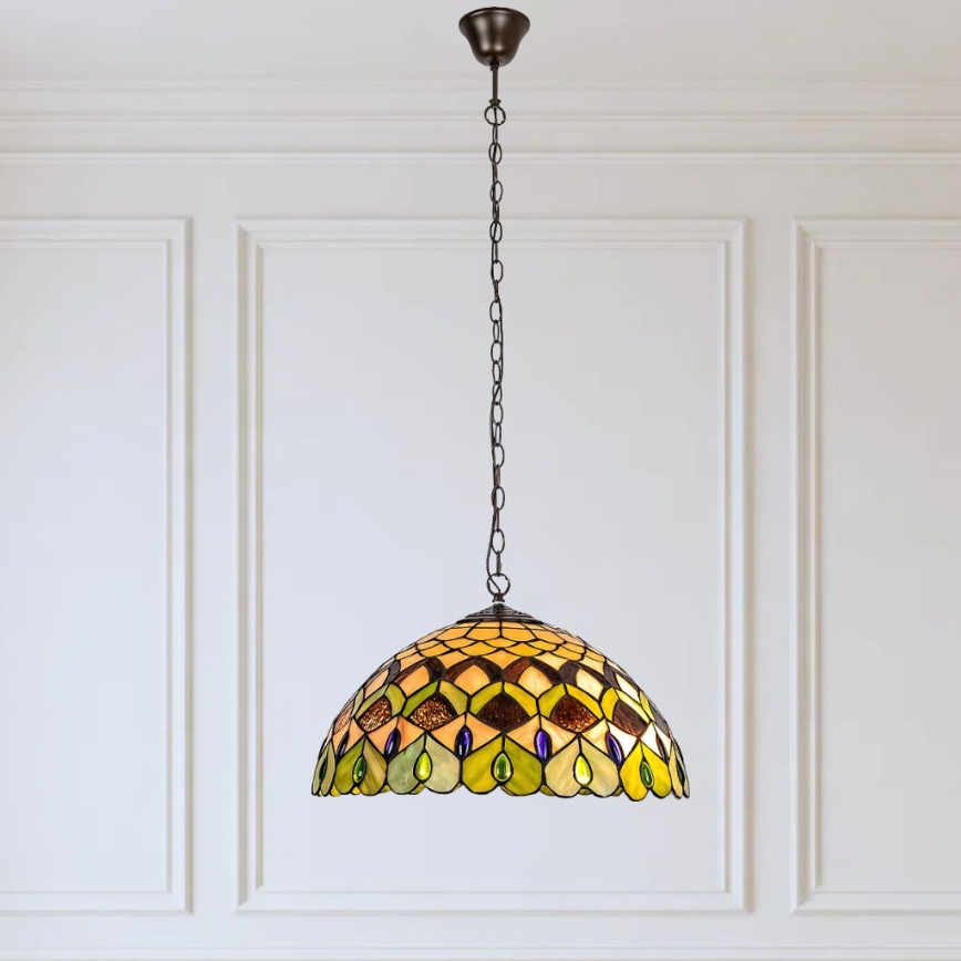 Brilagi - Lampadario in stile Tiffany a sospensione con catena MARGARET 2xE27/60W/230V