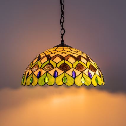 Brilagi - Lampadario in stile Tiffany a sospensione con catena MARGARET 2xE27/60W/230V