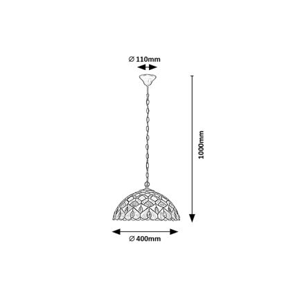 Brilagi - Lampadario in stile Tiffany a sospensione con catena MARGARET 2xE27/60W/230V