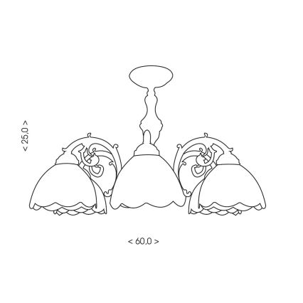 Brilagi - Lampadario in vetro Tiffany a plafone MIRABELLA 3xE27/60W/230V Ø 60 cm