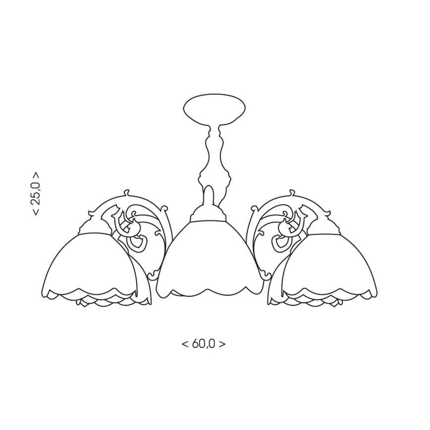 Brilagi - Lampadario in vetro Tiffany a plafone MIRABELLA 3xE27/60W/230V Ø 60 cm