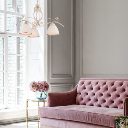 Brilagi - Lampadario LED a catena ANTICO 3xE27/60W/230V 3000K patina bianca