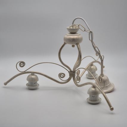 Brilagi - Lampadario LED a catena ANTICO 3xE27/60W/230V 3000K patina bianca