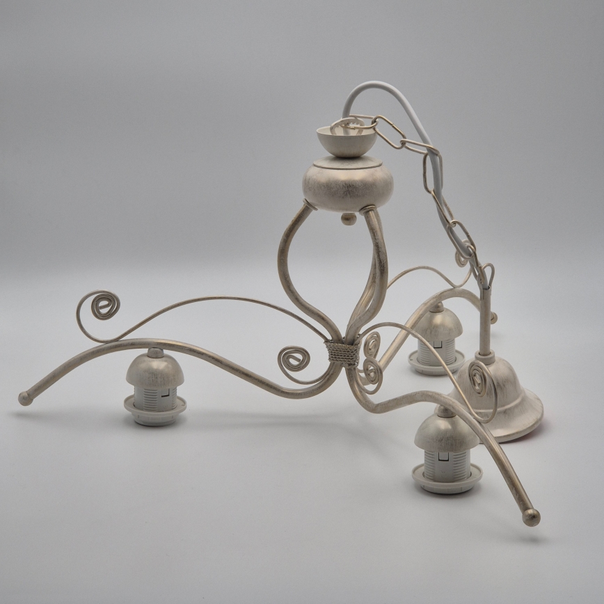 Brilagi - Lampadario LED a catena ANTICO 3xE27/60W/230V 3000K patina bianca