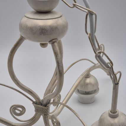 Brilagi - Lampadario LED a catena ANTICO 3xE27/60W/230V 3000K patina bianca