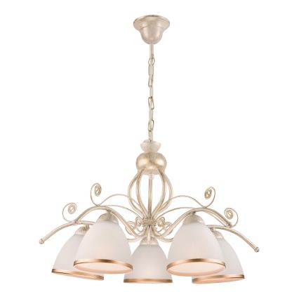 Brilagi - Lampadario LED a catena ANTICO 5xE27/60W/230V 3000K bianco patinato
