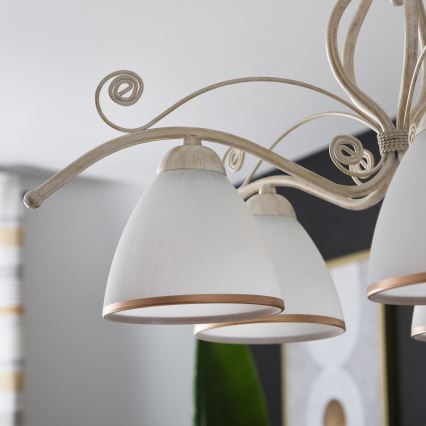Brilagi - Lampadario LED a catena ANTICO 5xE27/60W/230V 3000K bianco patinato