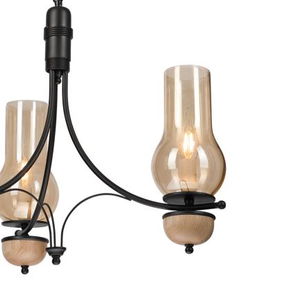 Brilagi - Lampadario LED a catena COTTAGE 3xE14/40W/230V quercia/nero/beige fumé