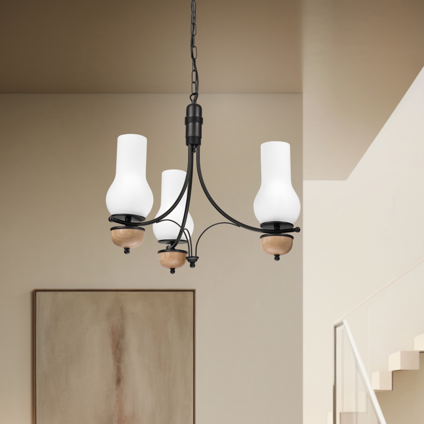 Brilagi - Lampadario LED a catena COTTAGE 3xE14/40W/230V rovere/nero/bianco