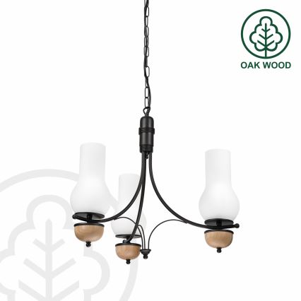 Brilagi - Lampadario LED a catena COTTAGE 3xE14/40W/230V rovere/nero/bianco