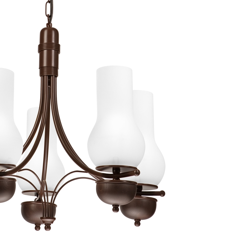 Brilagi - Lampadario a LED a catena COTTAGE 5xE14/40W/230V rovere/bianco