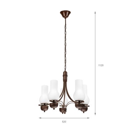 Brilagi - Lampadario a LED a catena COTTAGE 5xE14/40W/230V rovere/bianco