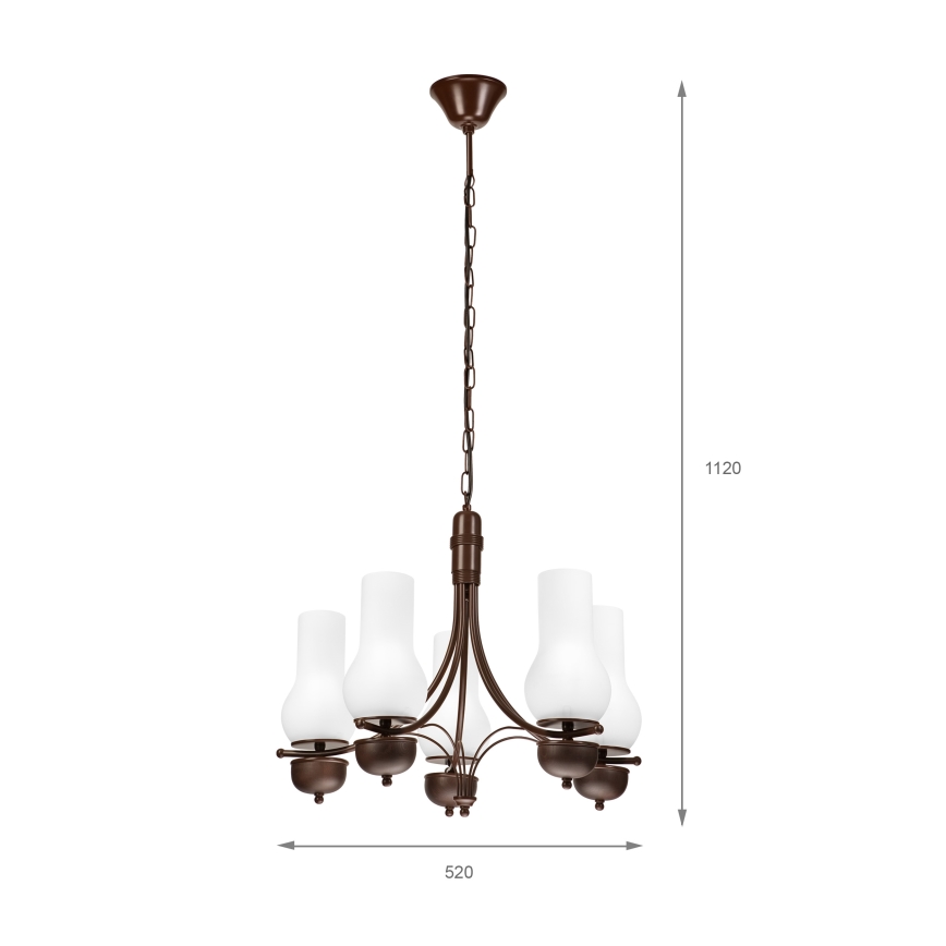 Brilagi - Lampadario a LED a catena COTTAGE 5xE14/40W/230V rovere/bianco