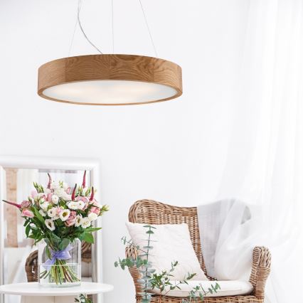 Brilagi - Lampadario LED a cavo CARVALHO 3xE27/15W/230V in rovere, Ø 47,5 cm