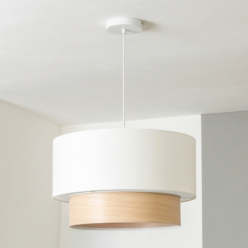 Brilagi - Lampadario LED a cavo CERIA 1xE27/40W/230V diam. 50 cm bianco/beige