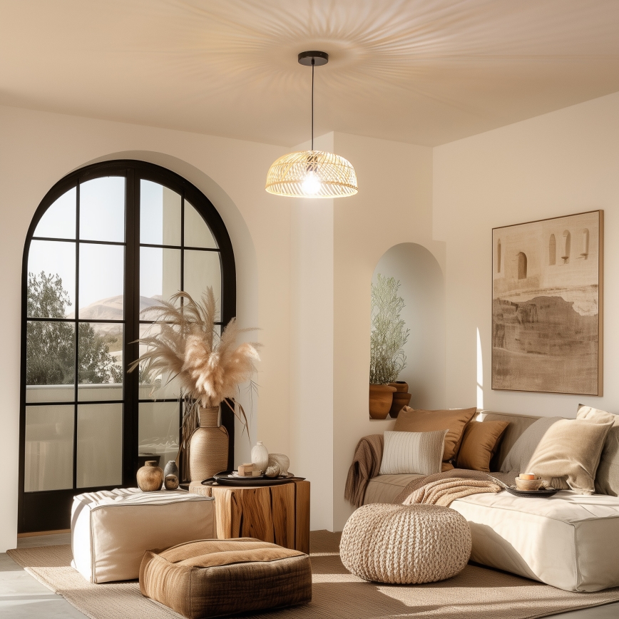 Brilagi - Lampadario LED a cavo CERIA BOHO 1xE27/40W/230V Ø 40 cm in rattan