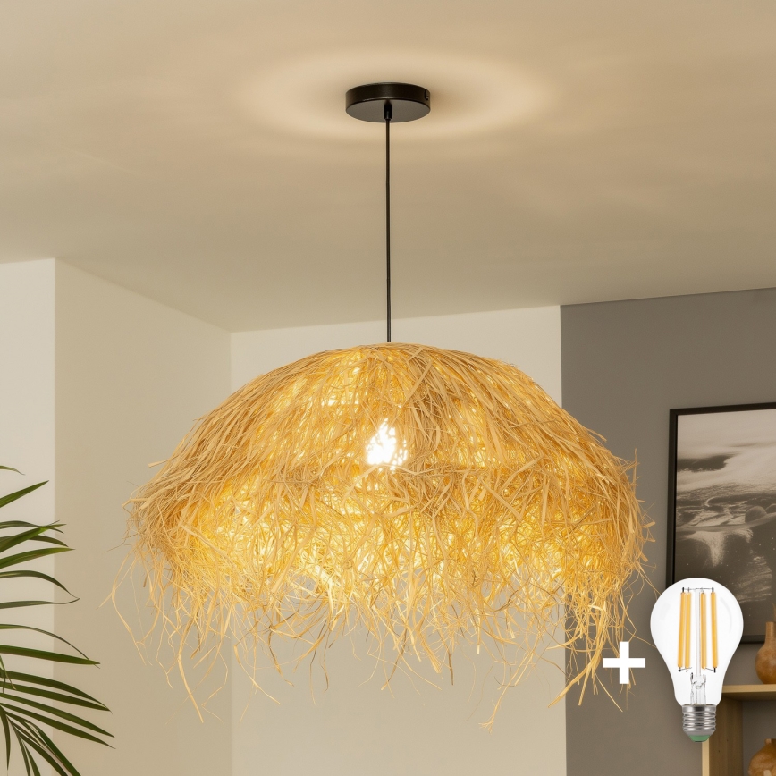 Brilagi - Lampadario LED a cavo CERIA BOHO 1xE27/40W/230V Ø 60 cm in rafia