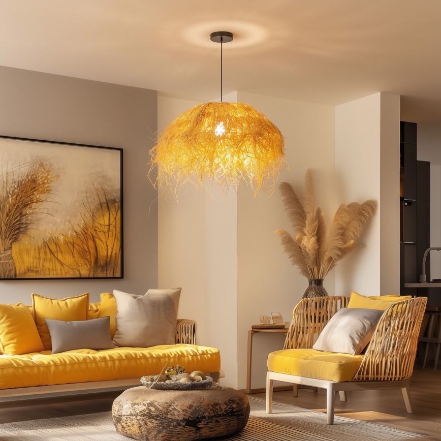 Brilagi - Lampadario LED a cavo CERIA BOHO 1xE27/40W/230V Ø 60 cm in rafia