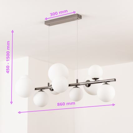 Brilagi - Lampadario LED a cavo MILLA 10xG9/3W/230V nero cromato/bianco