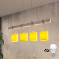Brilagi - Lampadario LED a cavo NUBILA 4xE27/60W/230V grigio/giallo