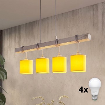 Brilagi - Lampadario LED a cavo NUBILA 4xE27/60W/230V grigio/giallo