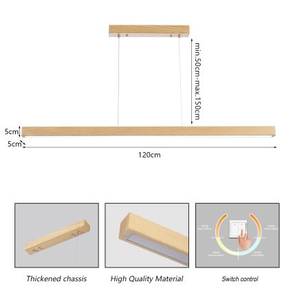 Brilagi - Lampadario LED a cavo OAK LED/30W/230V 3000/4500/6000K rovere