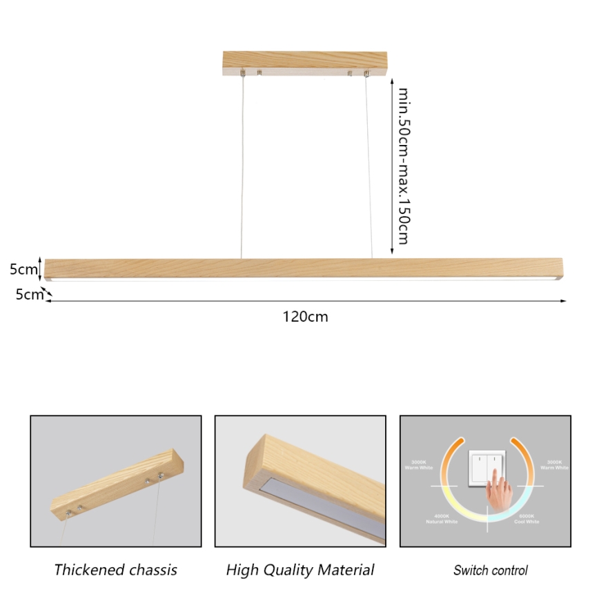 Brilagi - Lampadario LED a cavo OAK LED/30W/230V 3000/4500/6000K rovere