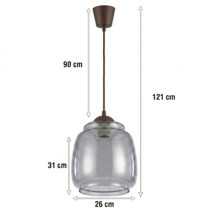 Brilagi - Lampada a sospensione LED su cavo RETRO GLASS 1xE27/60W/230V Ø 26 cm marrone/grigio fumé
