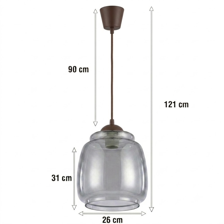 Brilagi - Lampada a sospensione LED su cavo RETRO GLASS 1xE27/60W/230V Ø 26 cm marrone/grigio fumé