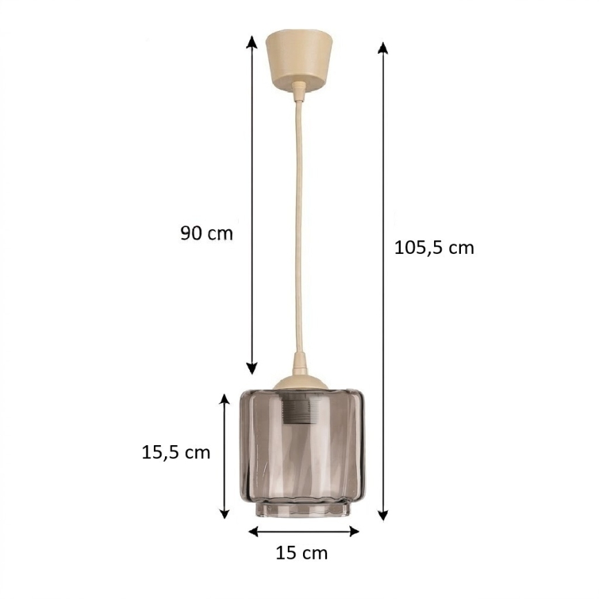 Brilagi - Lampadario LED su cavo RETRO GLASS 1xE27/60W/230V diam. 15 cm beige/fumé beige