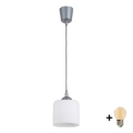 BRILAGI - Lampadario LED a cavo RETRO GLASS 1xE27/60W/230V Ø 10 cm argento/bianco