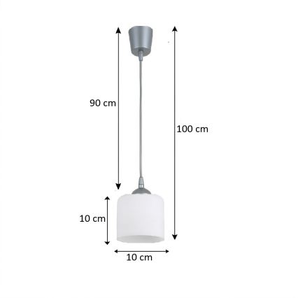BRILAGI - Lampadario LED a cavo RETRO GLASS 1xE27/60W/230V Ø 10 cm argento/bianco