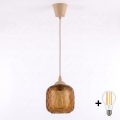 Brilagi - Lampadario LED a cavo RETRO GLASS 1xE27/60W/230V Ø 14 cm beige/marrone fumé