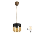 Brilagi - Lampadario LED a cavo RETRO GLASS 1xE27/60W/230V Ø 14 cm marrone/beige fumé/nero