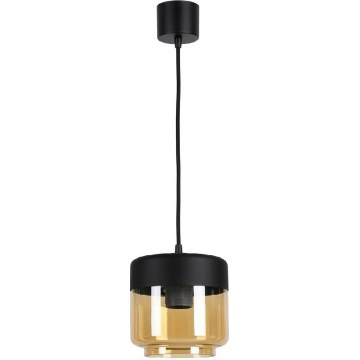 Brilagi - Lampadario LED a cavo RETRO GLASS 1xE27/60W/230V Ø 14 cm nero/beige fumé