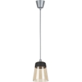 Brilagi - Lampadario LED a cavo RETRO GLASS 1xE27/60W/230V Ø 15,5 cm argento/beige fumé/nero